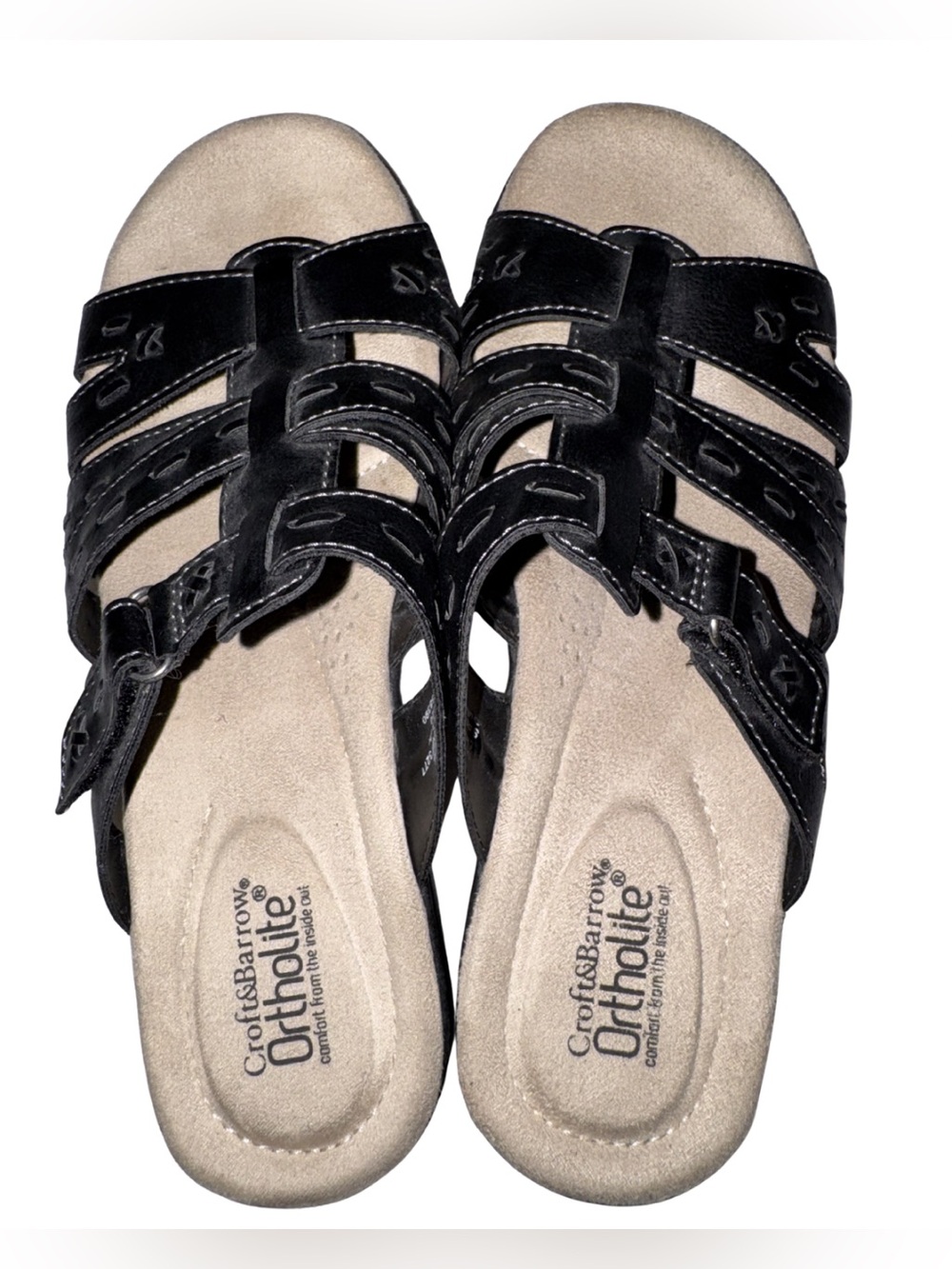 Croft & Barrow Ortholite Black Strappy Comfort Sandals Women’s Size 8M